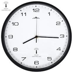 Décoshop26 - Horloge murale radioguidée Mouvement à quartz 31 cm Blanc/noir DEC022250 - blanc 3001311369609_0