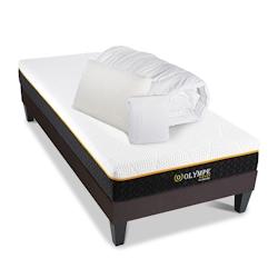 Ensemble  Matelas Mémoire de forme + Sommier + Accessoires 90x200 cm OLYMPE OLYMPE LITERIE - blanc Mousse à mémoire de forme 4VP.OL.K15.K.0920_0