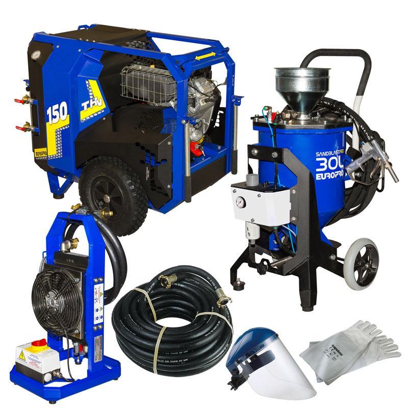 Ensemble sableuse SandBlastPro 30L + Compresseur E 150 TH + Aéroréfrigérant - EUROMAIR - EC6004_0