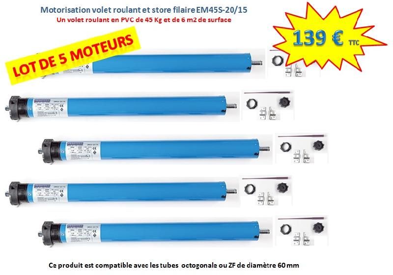 MOTORISATION DE VOLET ROULANT FILAIRE EMATRONIC EM45S-20/15 LOT 5 MOTEURS