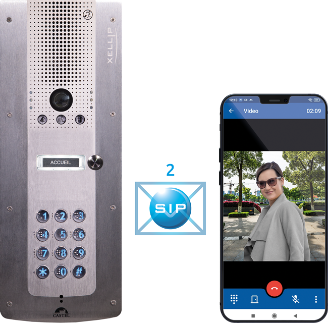 Pack d'interphonie IP à 1 bouton d'appel et clavier avec réception sur smartphone - SIP XE V1B CLAV_0