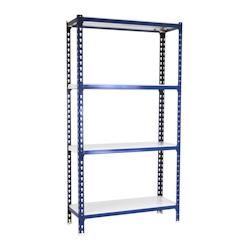 PROREGAL Étagère pour charges lourdes MID METAL SHARK | HxLxP 150x100x40cm | Charge du compartiment 180kg | Bleu et blanc - gris métal PR_RS138-87_0