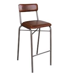 Anticline Créations Fauteuil de bar assise et dossier cuir  H102 * L45 * P50 - Assise H73cm - marron fonte CS1408_0