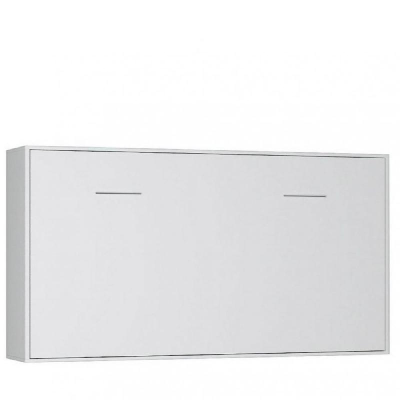 ARMOIRE LIT HORIZONTALE ESCAMOTABLE STRADA-V2 BLANC MAT COUCHAGE 90*200 CM._0