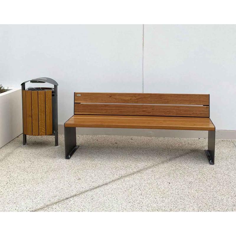 Banc en bois et acier KUB - Trois longueurs d'assise 450, 1200 ou 1800 mm - Hauteur d'assise 450 mm_0