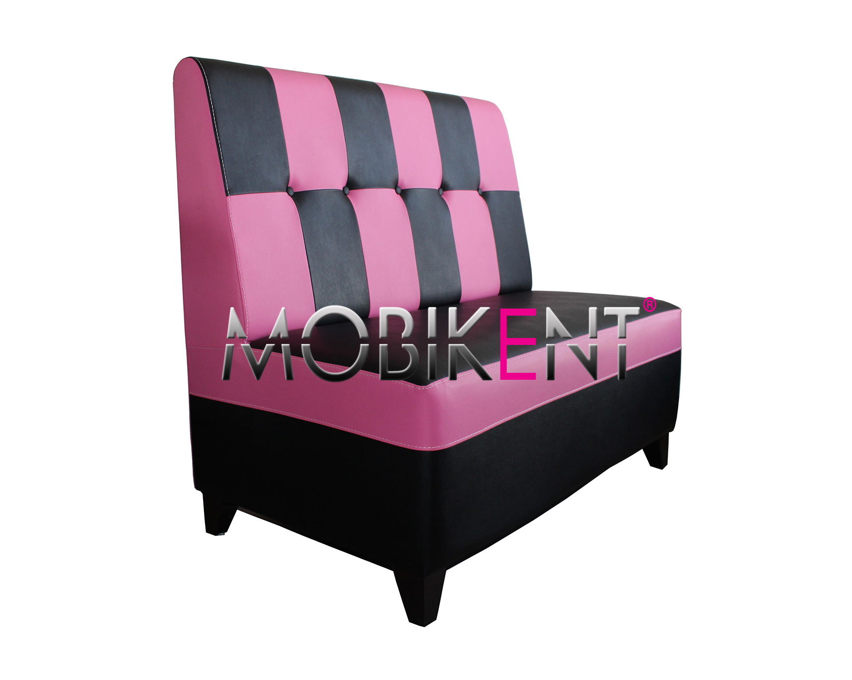 Banquette Memphis - KBS333 - rétro années 50 avec assise lisse et dossier capitonné en damier_0