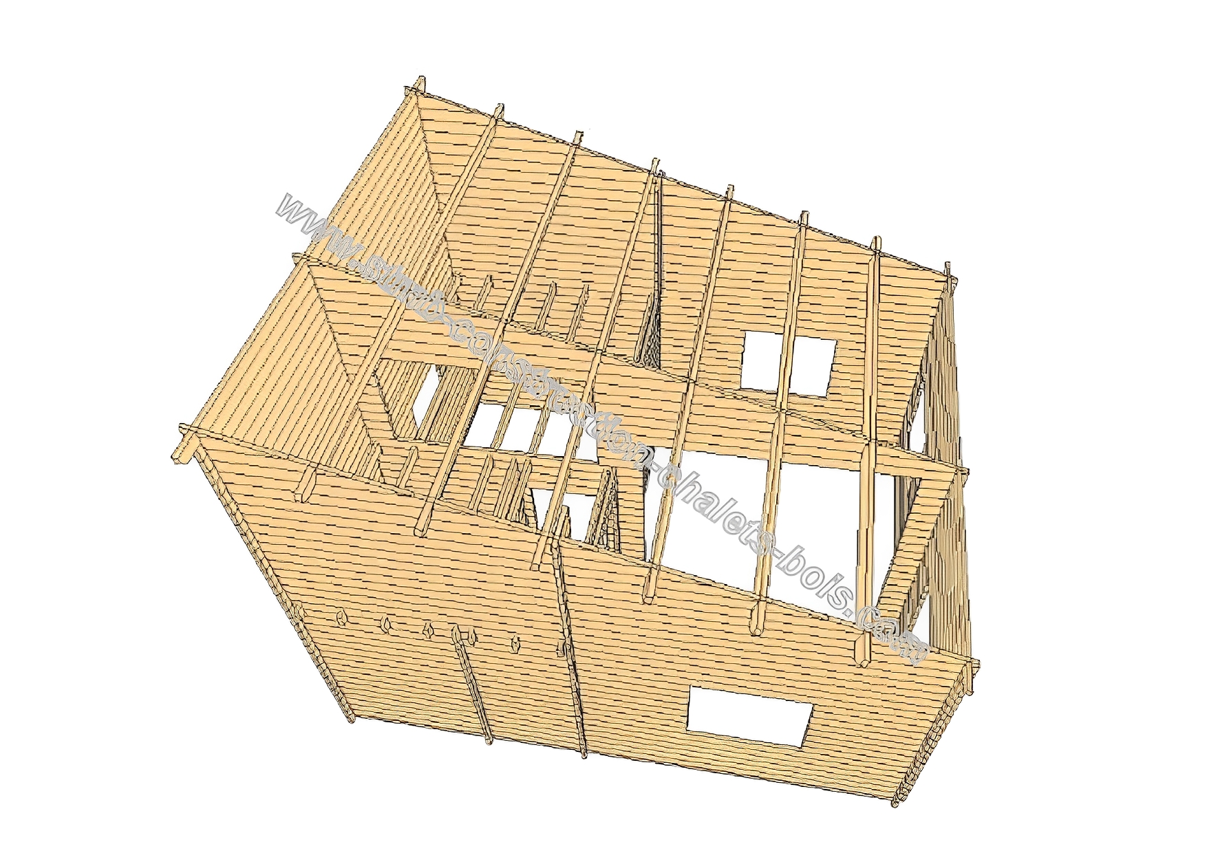 Chalet en bois plain-pied albertville / madrier 44 mm / 36 m² / toit monopente_1