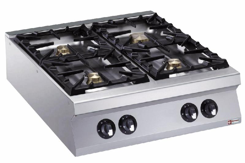 Cuisinière 4 feux vifs à gaz à poser - G22/4B8T-N - Brûleurs haute performance en inox AISI 304_0