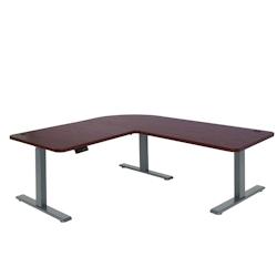 Décoshop26 - Bureau d'angle table d'ordinateur réglable en hauteur électriquement 178 x 178 cm HDF couleur cerise pieds acier gris 04_0006026 - gri_0
