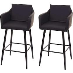 Décoshop26 - Lot de 2 tabourets de bar avec repose-pieds en synthétique noir et métal noir TDB04065 - noir 3001093169602_0