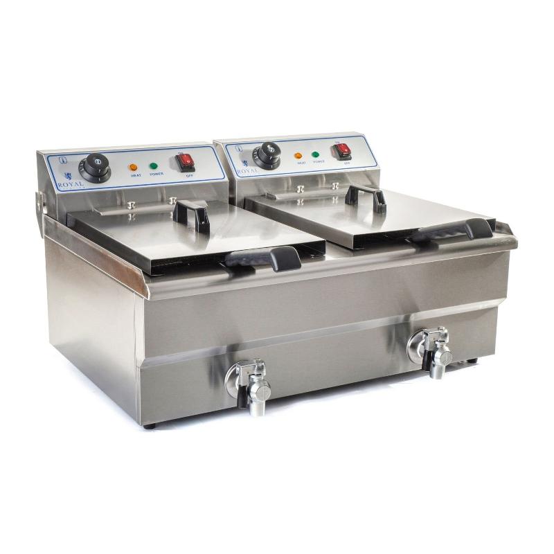 FRITEUSE ACIER INOX 2 BACS 16 LITRES CUVE ET RESISTANCE AMOVIBLE ROBINET VIDANGE 380 V PROFESSIONNELLE 3614029_0