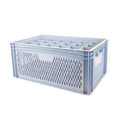 GILAC Caisse de transport pour verres 85 mm de diamètre - 24 verres - 4 formats - 52 L - Gris G627024 - gris 3573678700703_0