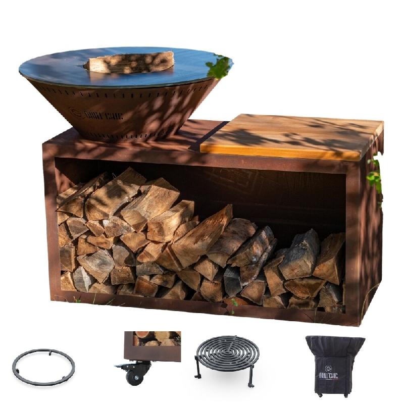 GRILLCHIC Pack Privilège Brasero Traditionnel Corten 83 Double Cuve - marron PAPRIVBRCODCTR_83_0