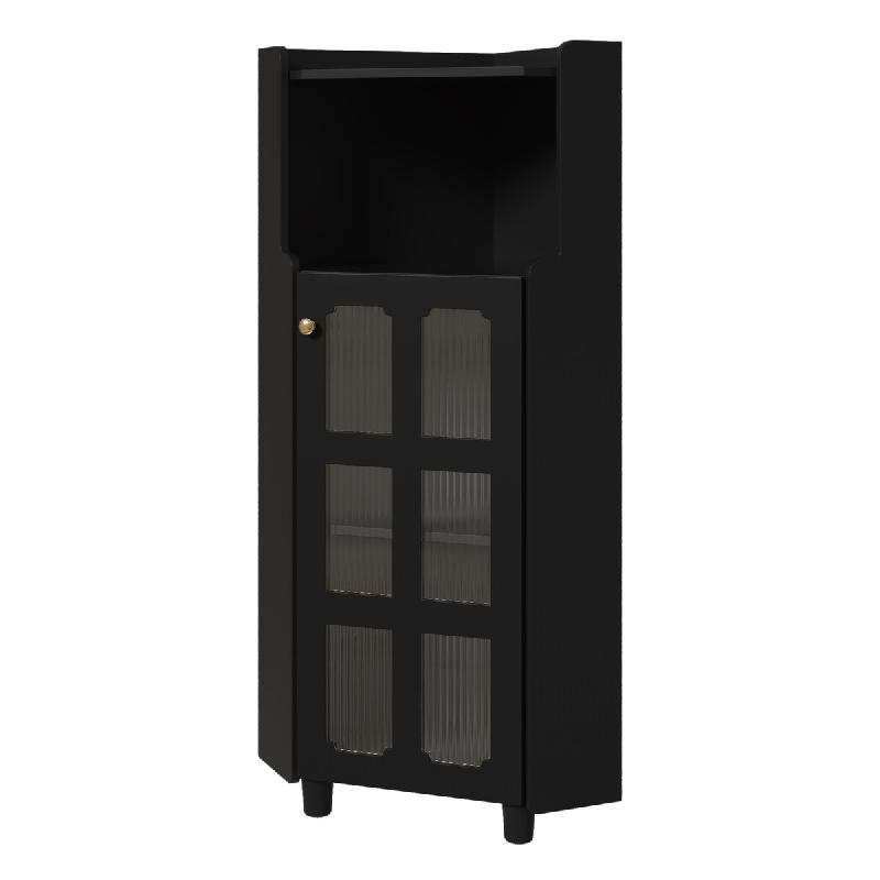 Merax meuble d'angle LED avec app, porte vitrée et étagère ouverte, 63.5 x 34.5 x 124 cm, noir - noir N656P350870B_0