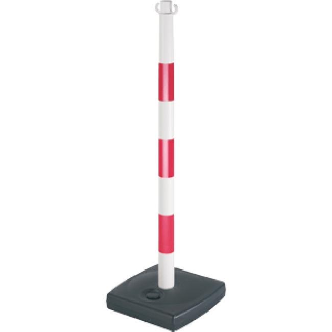 Poteau pvc 0,90m rouge/blanc sur socle à lester 4kg - NOVAP - 2001083 - 785641_0