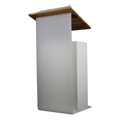 Pupitre plastique/métal réglable en hauteur - Notulus - blanc - Bravour® avec façade givrée et connexions XLR_0