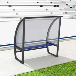 Abri de touche 3 places - protections latérales transparentes - ossature aluminium plastifié - longueur 1,5 m_0