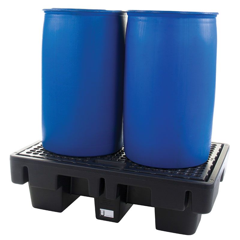 Bac de rétention en polyéthylène avec caillebotis pour le stockage de 2 fûts - 200 litres_0