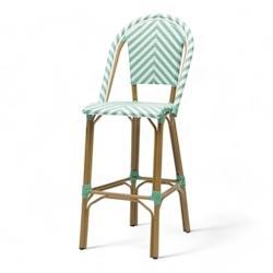 Bistromania Chaise de bar RIVOLI - Chevrons verts clairs et blancs - EA128_0