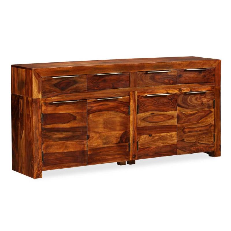 Buffet en bois massif de Sesham - 160 cm - 4 tiroirs et 2 armoires avec portes - Finition couleur miel_0