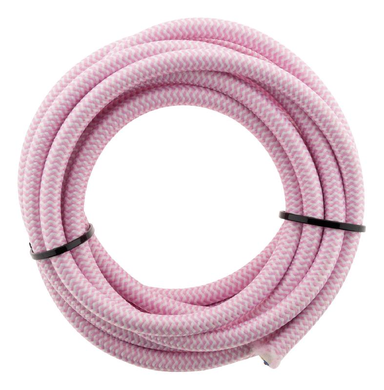 Câble textile 3G1 Rose et Blanc - 3 mètres - Elexity - Certifié CE_0