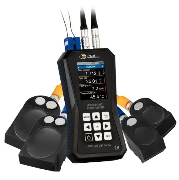 Débitmètre à ultrason portatif, avec capteurs pour petits tuyaux et capteurs de température - PCE-TDS 200+ S - PCE INSTRUMENTS_0