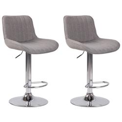 Décoshop26 - Lot de 2 tabourets de bar chaises hautes en tissu gris coutures verticales support en métal chromé 10_0004285 - gris 3000252024585_0
