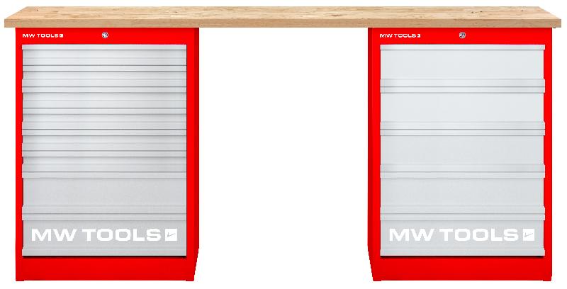 Établi modulaire Rubberwood avec 2 armoires à tiroirs 5T & 8T 2000 mm MW Tools MOD20L58R_0