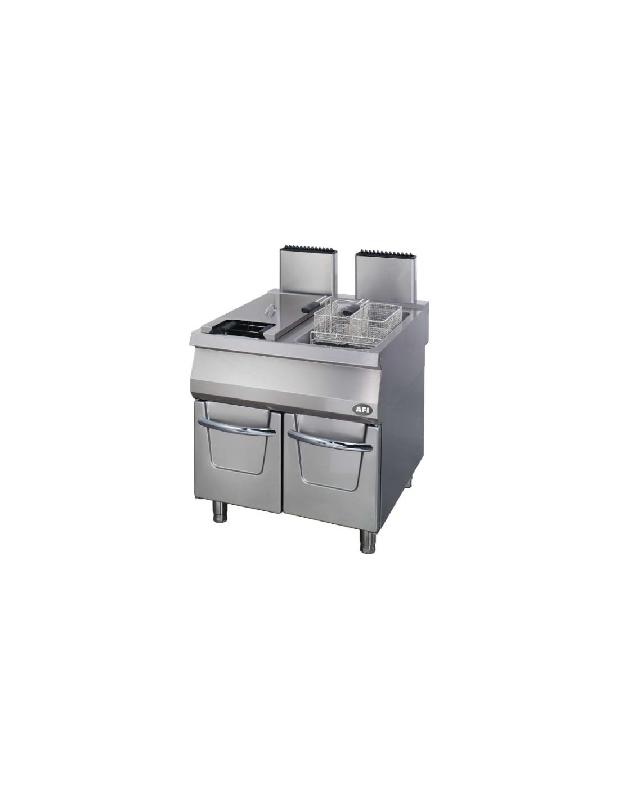 Friteuse gaz - 2x22 Litres sur placard - 44 Kw - Acier inoxydable - Série 900 - FR9G80_0