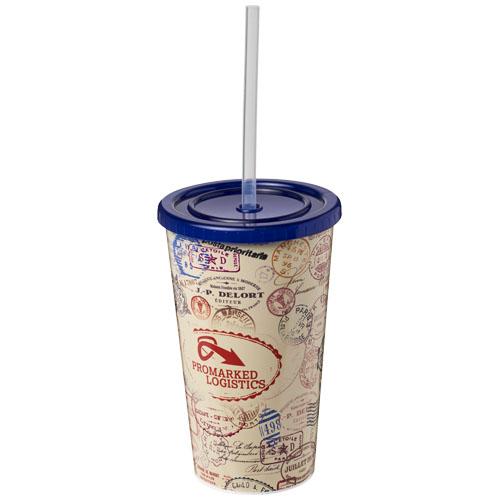 Gobelet publicitaire à double paroi Brite-Americano® 350 ml - design coloré et durable avec paille flexible_0