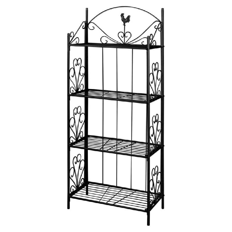 Helloshop26 - Étagère 4 niveaux intérieur ou extérieur pour plantes fleurs 61 cm acier noir 2702001/2 - noir acier 3000092471532_0