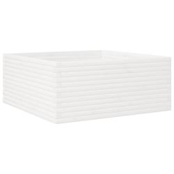 Helloshop26 - Jardinière bac lit surélevé plantes fleurs terrasse jardin 110 x 110 x 46 cm bois de pin massif blanc 02_0037317 - 3000214236575_0