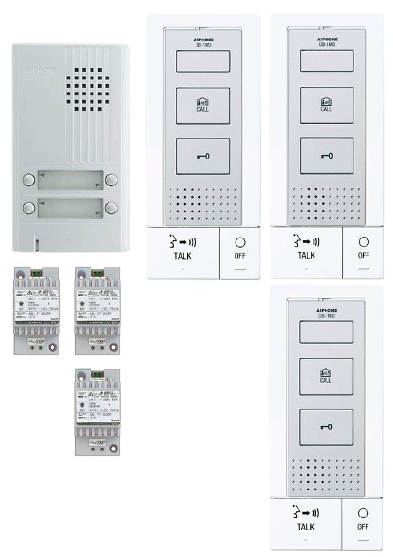 Kit interphonie filaire - portier audio 2 fils - 3 BP - 3 postes extensible à 10 - Alu_0