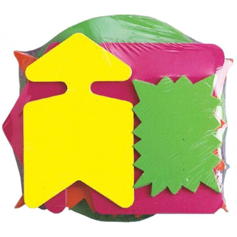 Lot de 25 étiquettes carton 780 g/m², forme éclaté 24x32, coloris jaune/orange fluo - 3270240149259_0