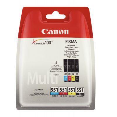 Lot de 4 cartouches jet d'encre Canon CLI551 - noir, cyan, magenta et jaune - Référence 6509B009_0