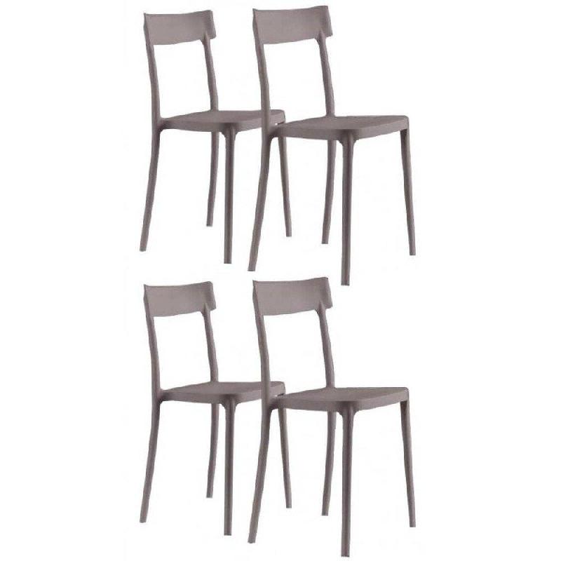 Lot de 4 chaises empilables Corsocomo en polypropylène taupe - Collection d'automne - Design moderne_0