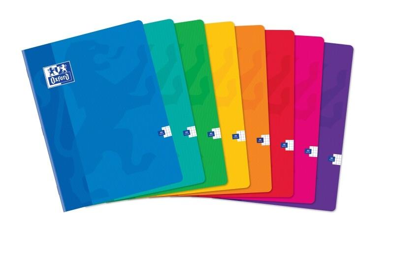 Oxford Lot de 40 Cahier Color Life piqué 24x32, 48p./24 feuilles 90g/m², quadrillé 5x5 + marge, coloris assortis (8) - 3020120043197_0