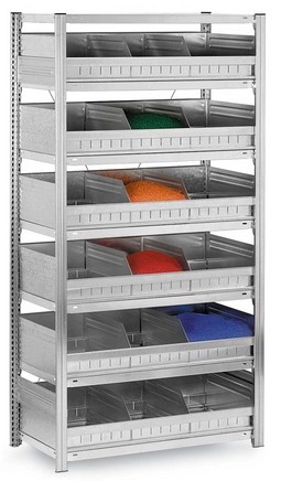 Rayonnage à kits casiers, modulaire et extensible, charge admissible par niveau de 125kg_0