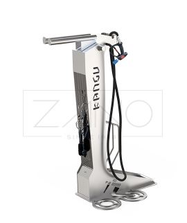Station de lavage vélo à structure soudée et boulonnée - KANGU 18.004.4 - Acier inoxydable avec support et brosses intégrées_0