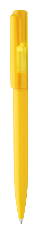 Stylo à bille en plastique - large clip pour impression - encre bleue - couleur jaune - poids 8,7 g_0