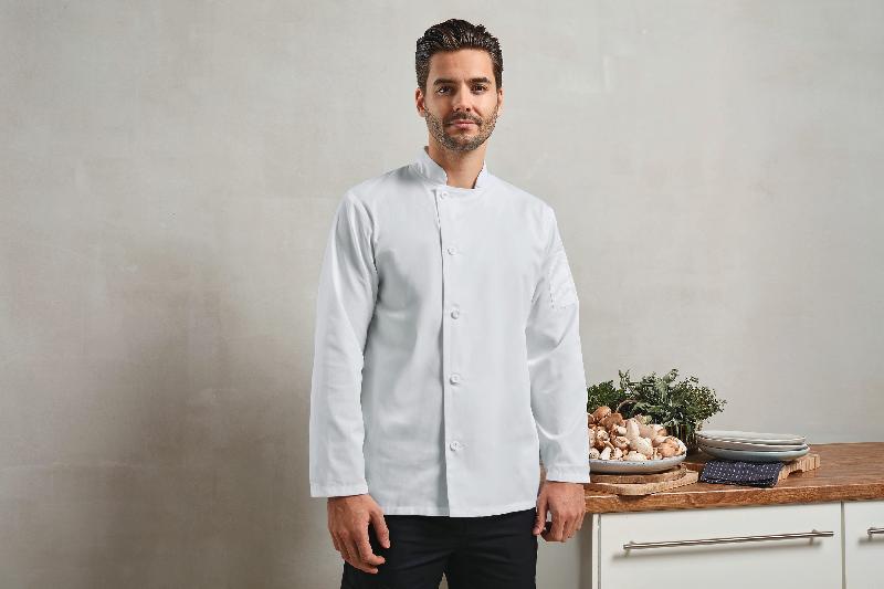 Veste chef cuisinier manches longues Essential - PR901 - Polyester/coton, col mandarin, lavage industriel 85°C_0
