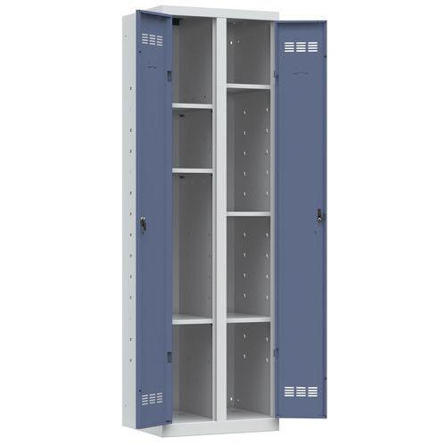 Vestiaire multiservices 2 portes moraillon gris clair bleu_0