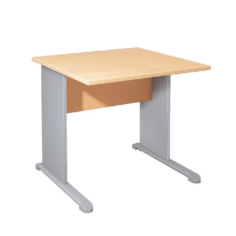 BUREAU DROIT PRONTO HÊTRE - L. 80 X P. 80 CM - PLATEAU HÊTRE - PIEDS L ALUMINIUM