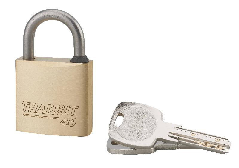 Cadenas à clé Transit 2 - 40 mm - Corps laiton monobloc - Anse acier inoxydable - Haute sécurité_0