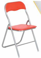 Chaise pliante en simili-cuir Juny - structure en acier gris alu - assise et dossier en PVC_0