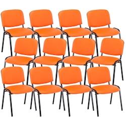 CLP Lot de 12 chaises de visiteur Ken en similicuir Orange - orange polyester 313034_0