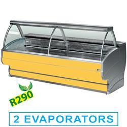 Comptoir réfrigéré à vitre bombée avec réserve - to30/c1-r2 - acier inox AISI 304 et plan de travail en granit_0