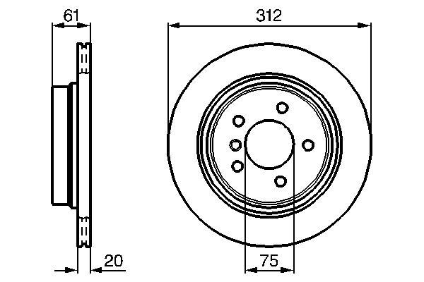Disque de frein Bosch 0986478763 - ventilé - arrière - boîte de 1 disque - 5 trous_0