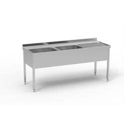 ERATOS Plonge Gamme 700 Aisi-304 18/10 2000X700X850 - 2 Cuves 500X500X300 - Egouttoir A Droite FGB-207/21D - Acier inoxydable 18/10 FGB-207/21D_0