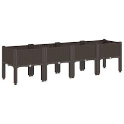 Helloshop26 - Jardinière bac lit surélevé plantes fleurs terrasse jardin avec pieds 160 x 40 x 42 cm PP marron 02_0038159 - 3000214118277_0